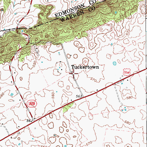 Topographic Map of Tuckertown, KY