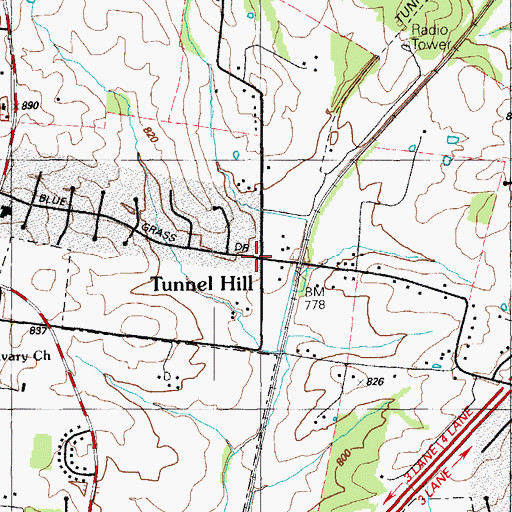 Topographic Map of Tunnel Hills, KY