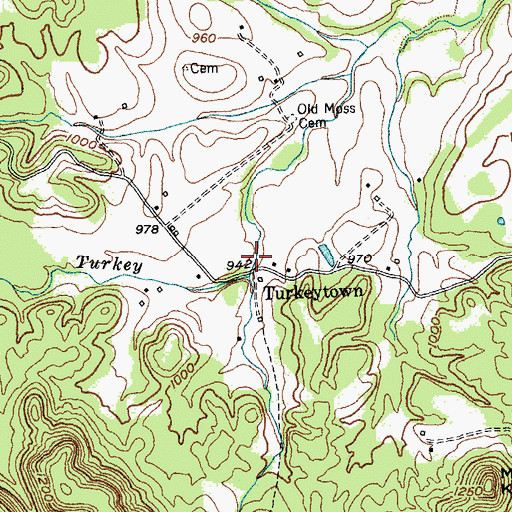 Topographic Map of Turkeytown, KY