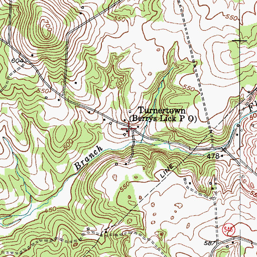 Topographic Map of Turnertown, KY