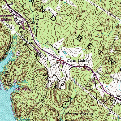 Topographic Map of Twin Lakes, KY