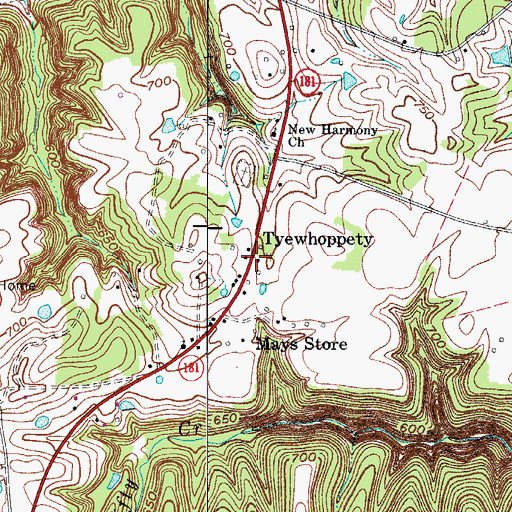 Topographic Map of Tyewhoppety, KY