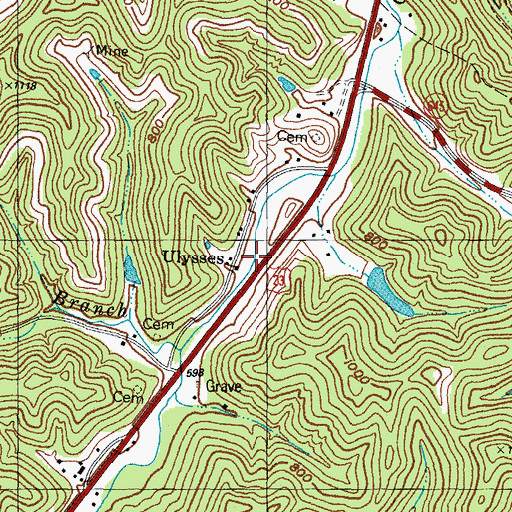 Topographic Map of Ulysses, KY