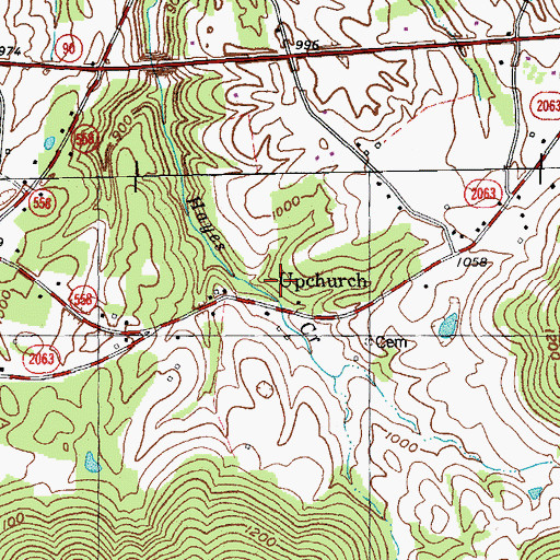 Topographic Map of Upchurch, KY