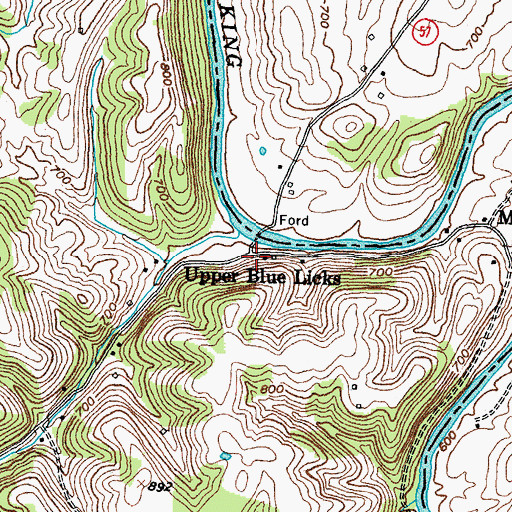 Topographic Map of Upper Blue Licks, KY
