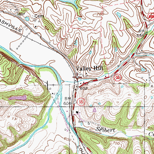 Topographic Map of Valley Hill, KY