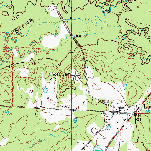 Topographic Map of Lacey Cemetery, AR