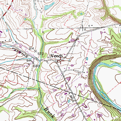 Topographic Map of Veech, KY