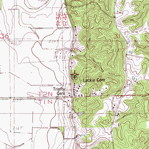 Topographic Map of Lackie Cemetery, AR