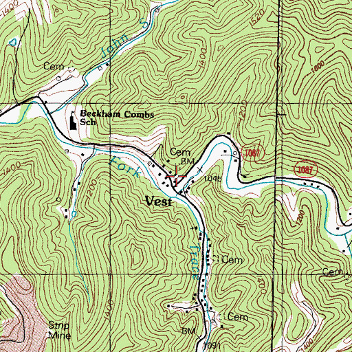 Topographic Map of Vest, KY