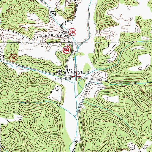 Topographic Map of Vineyard, KY