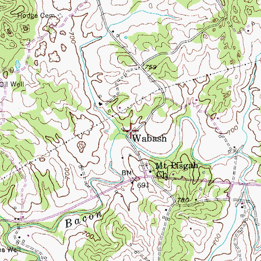 Topographic Map of Wabash, KY