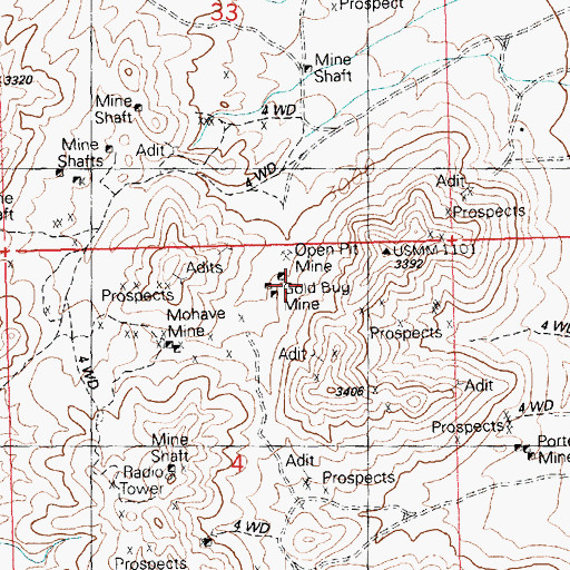 Topographic Map of Gold Bug Mine, AZ