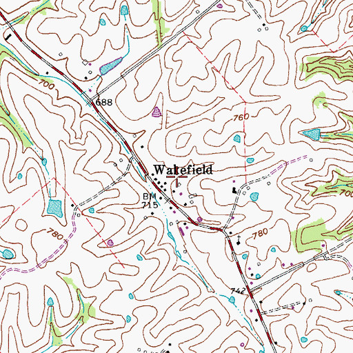 Topographic Map of Wakefield, KY