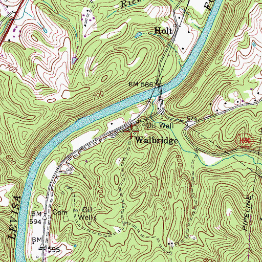 Topographic Map of Walbridge, KY