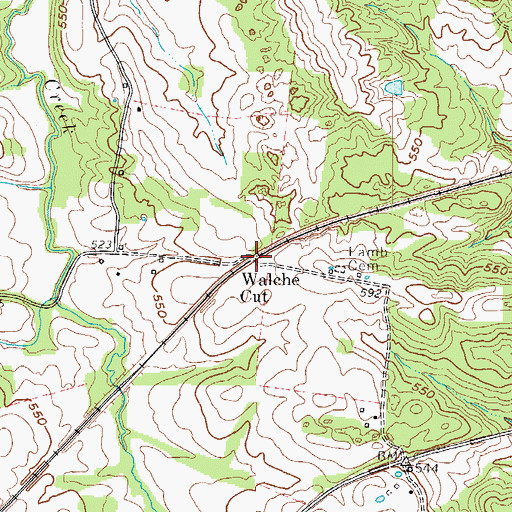 Topographic Map of Walche Cut, KY