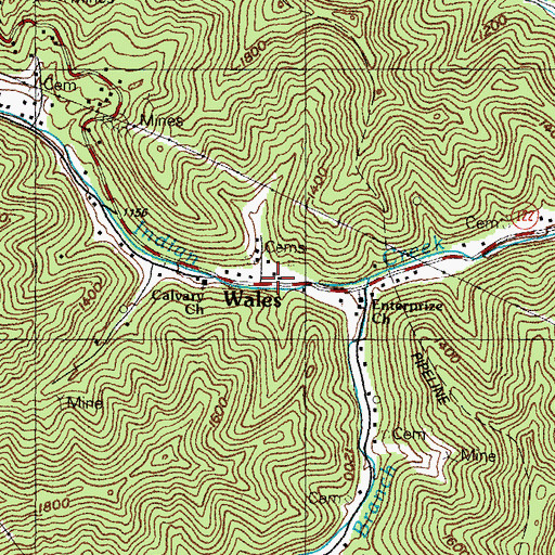 Topographic Map of Wales, KY