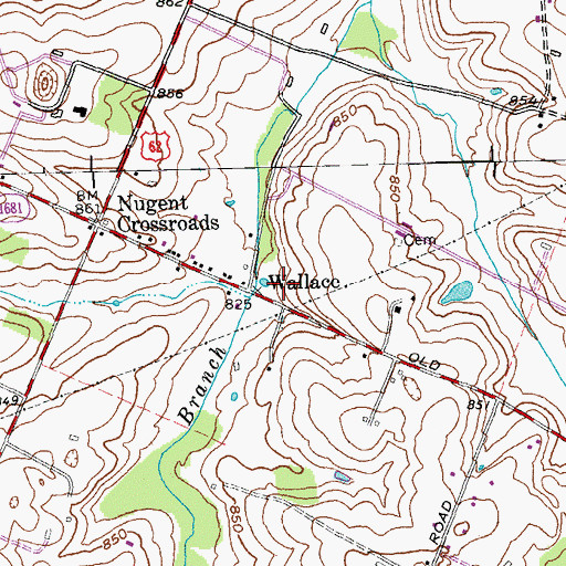Topographic Map of Wallace, KY