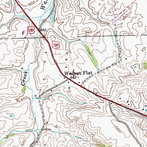 Topographic Map of Walnut Flat, KY