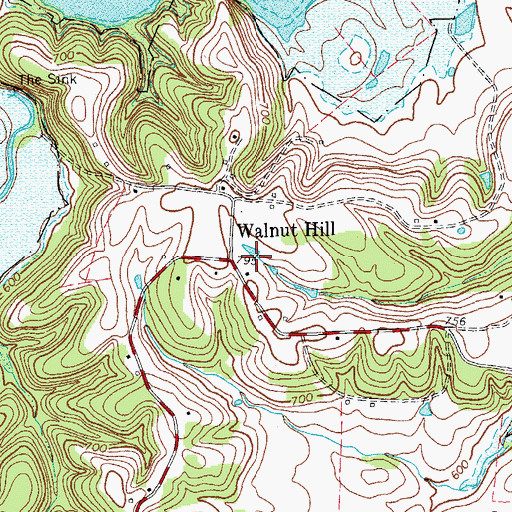 Topographic Map of Walnut Hill, KY