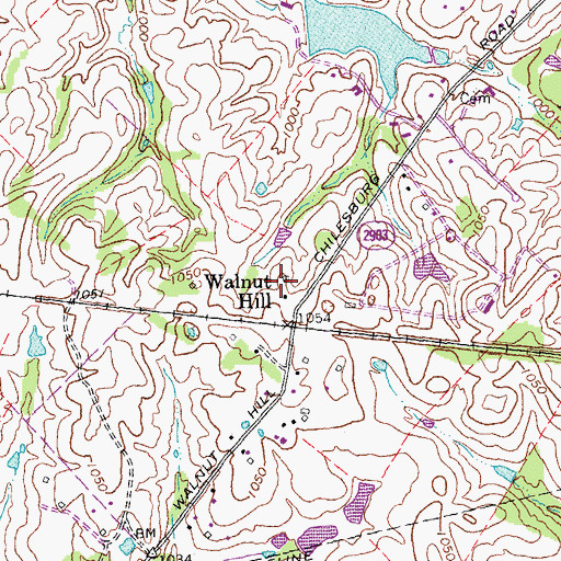 Topographic Map of Walnut Hill, KY