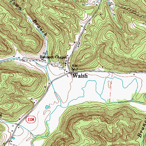 Topographic Map of Walsh, KY