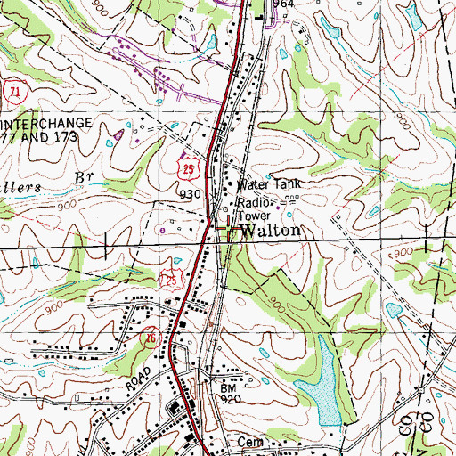 Topographic Map of Walton, KY