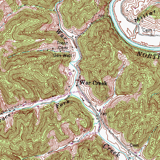 Topographic Map of War Creek, KY