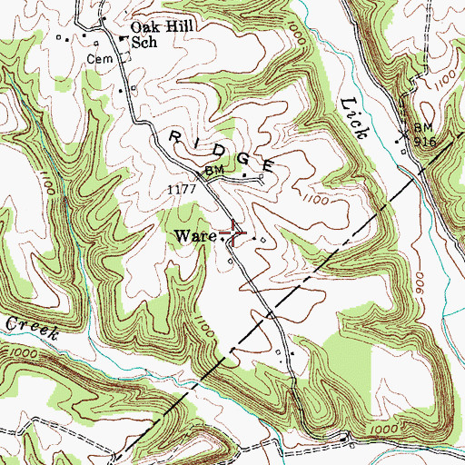 Topographic Map of Ware, KY