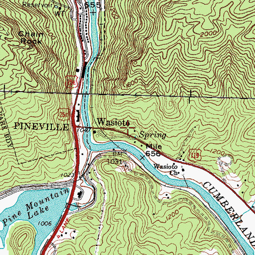 Topographic Map of Wasioto, KY