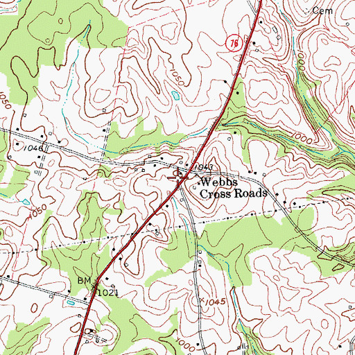 Topographic Map of Webbs Cross Roads, KY