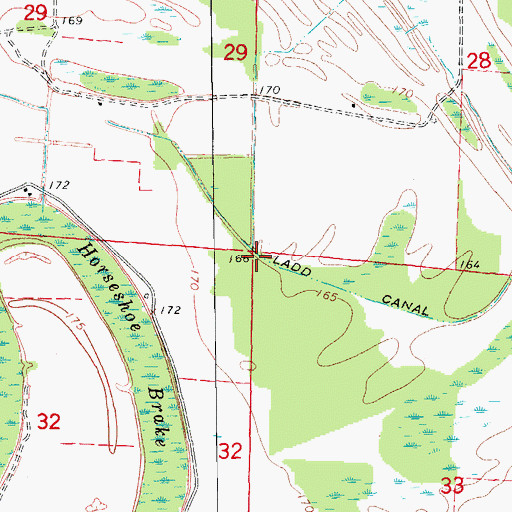 Topographic Map of Ladd Canal, AR