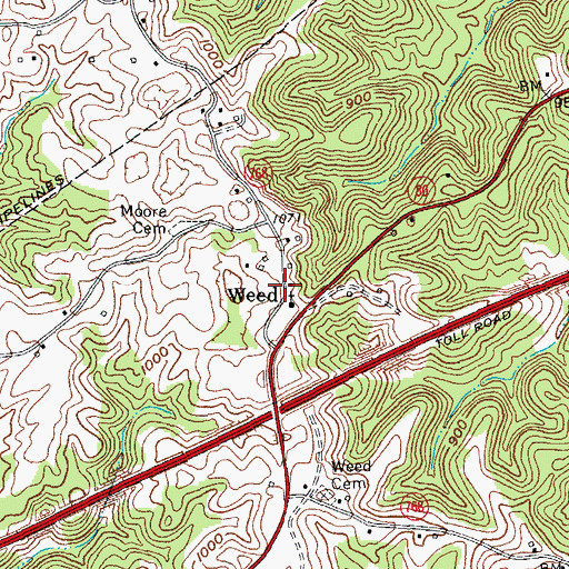 Topographic Map of Weed, KY