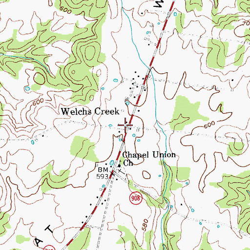 Topographic Map of Welchs Creek, KY