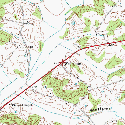 Topographic Map of Welcome, KY
