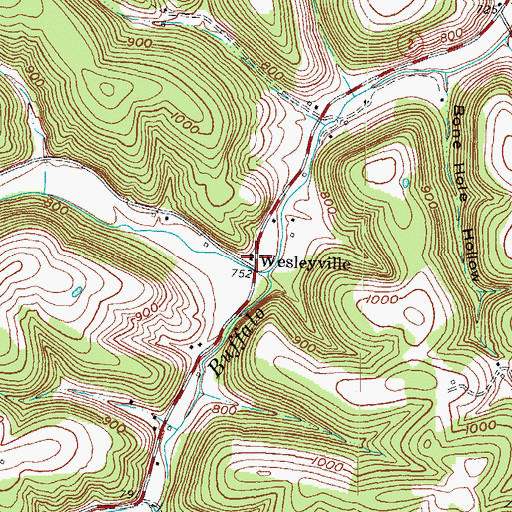 Topographic Map of Wesleyville, KY