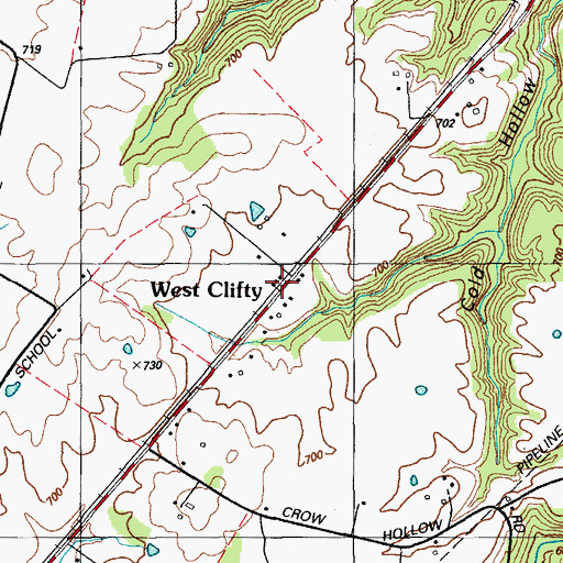 Topographic Map of West Clifty, KY