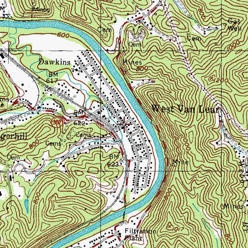 Topographic Map of West Van Lear, KY