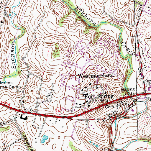 Topographic Map of Westmoreland, KY