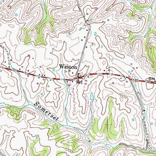 Topographic Map of Weston, KY