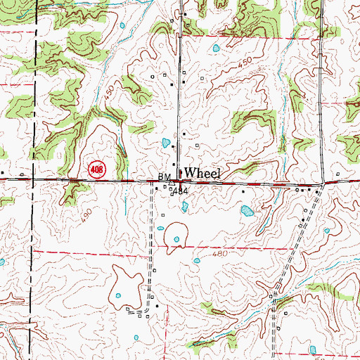 Topographic Map of Wheel, KY