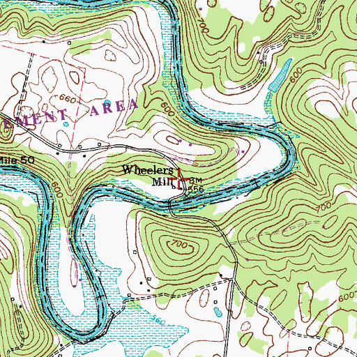 Topographic Map of Wheelers Mill, KY