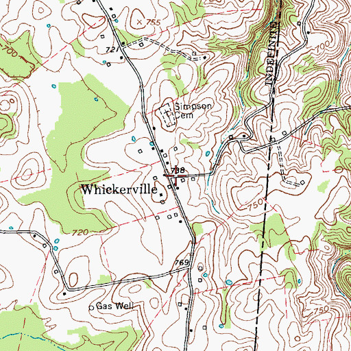 Topographic Map of Whickerville, KY