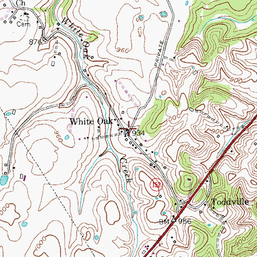 Topographic Map of White Oak, KY