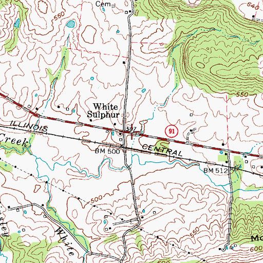 Topographic Map of White Sulphur, KY