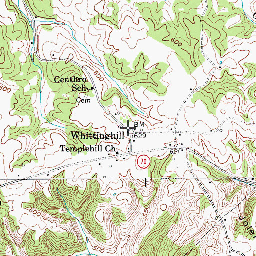 Topographic Map of Whittinghill, KY