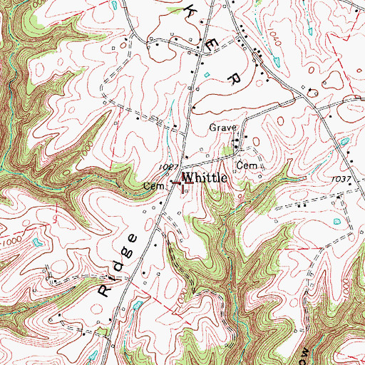 Topographic Map of Whittle, KY