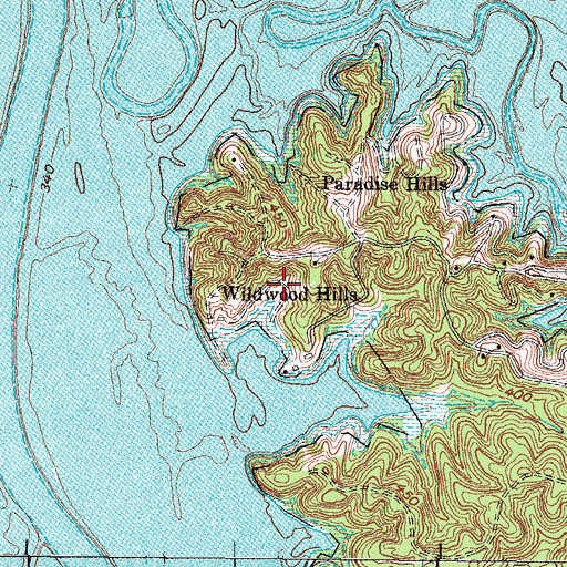 Topographic Map of Wildwood Hills, KY