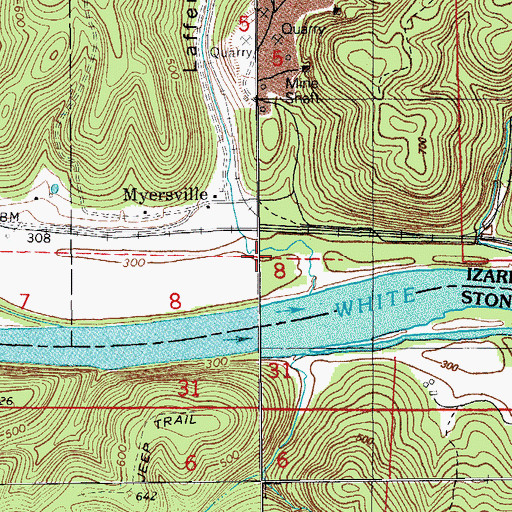 Topographic Map of Lafferty Hollow, AR