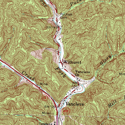 Topographic Map of Wilhurst, KY